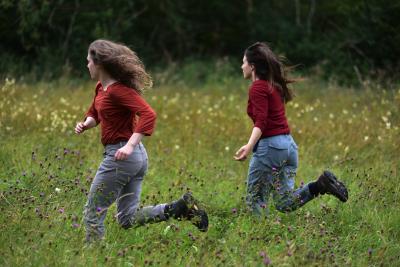 Marion and Sarah Dancing in the Meadow